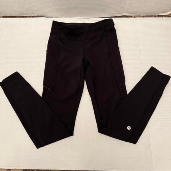 Lululemon Speed Up leggings Women Two Long Pockets Black Pants Size 4 EUC - Picture 2 of 15
